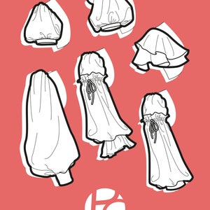 Puffy sleeve sewing pattern pack | Romantic balloon and lantern sleeve pattern | Cute sleeves for dresses | 6 SIZES | PDF Sewing pattern image 4