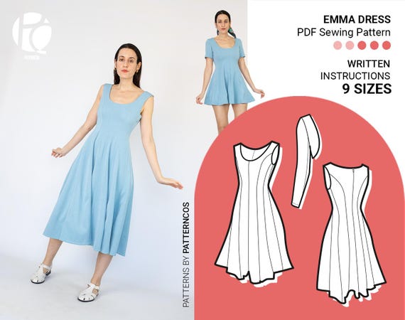 Panelled Round Neck Princess-style Midi Dress PDF Sewing Pattern | 9 SIZES - Etsy Panelled Round Neck Princess-style Midi Dress PDF Sewing Pattern | 9 SIZES - Etsy