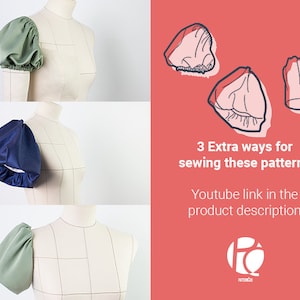 Puffy sleeve sewing pattern pack | Romantic balloon and lantern sleeve pattern | Cute sleeves for dresses | 6 SIZES | PDF Sewing pattern image 8