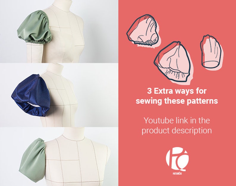 Puffy sleeve sewing pattern pack | Romantic balloon and lantern sleeve pattern | Cute sleeves for dresses | 6 SIZES | PDF Sewing pattern image 8