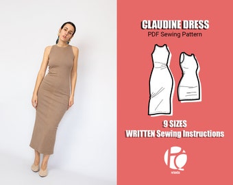 Fitted strech dress sewing pattern | Tube dress pattern for knit | COZY dress pattern for women | Mini dress | 9 SIZES | PDF Sewing pattern