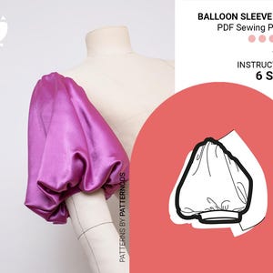 Balloon sleeve sewing pattern pack | Romantic puffed sleeve x 4 gathered sizes | Princess sleeve pattern | 6 SIZES | PDF Sewing pattern