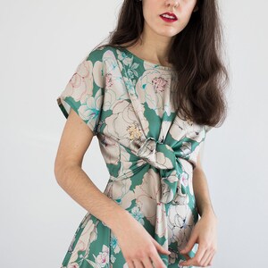 Patrón de vestido midi anudado / Patrón de vestido acampanado para mujer / Patrón de blusa drapeada anudada / Vestido cómodo / 6 TALLAS / Patrón de costura en PDF imagen 9