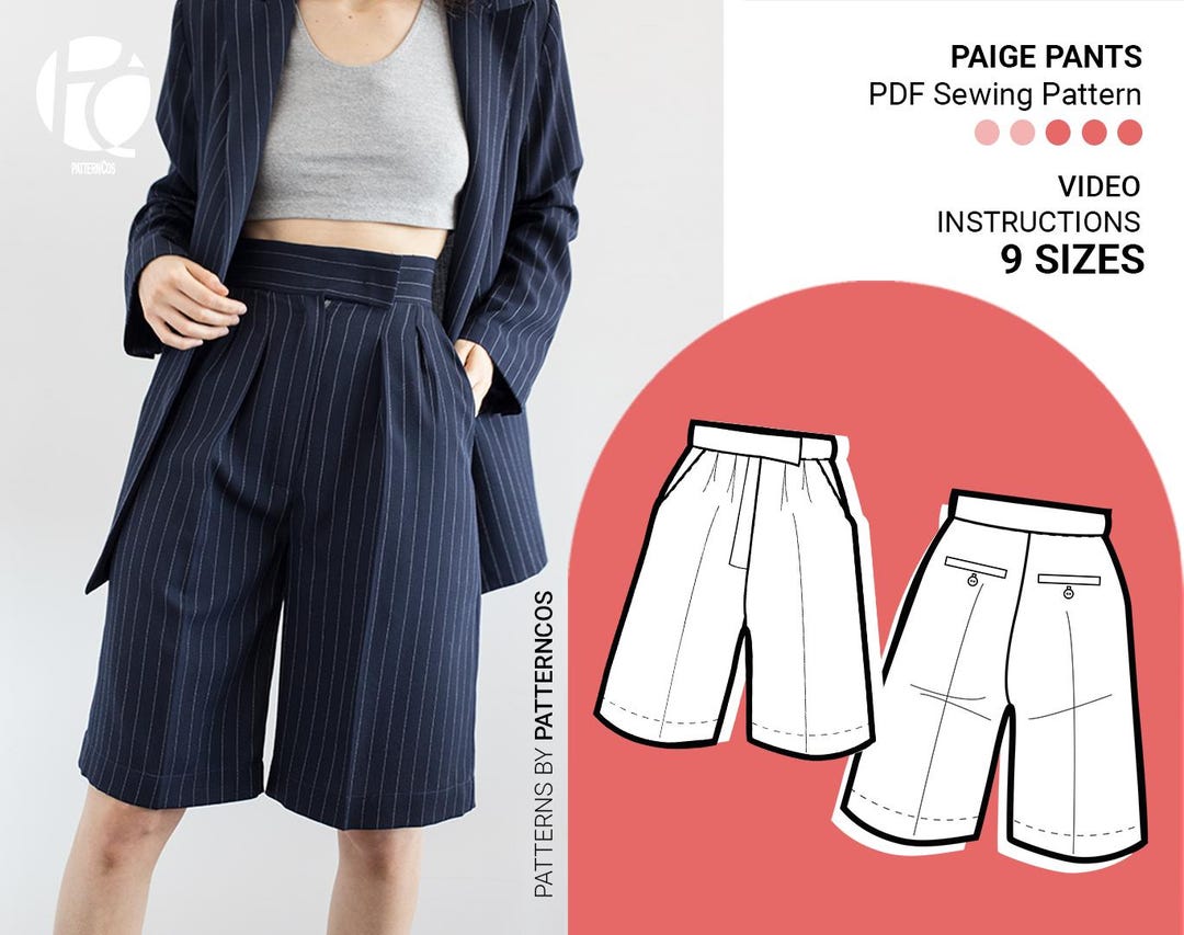 Paige Bermuda Pants Sewing Pattern | Suit Trousers Pattern for Women ...