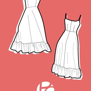 Basic midi dress pattern Circular skirt pattern for women Easy wedding midi dress sewing pattern 9 SIZES PDF Sewing pattern image 3