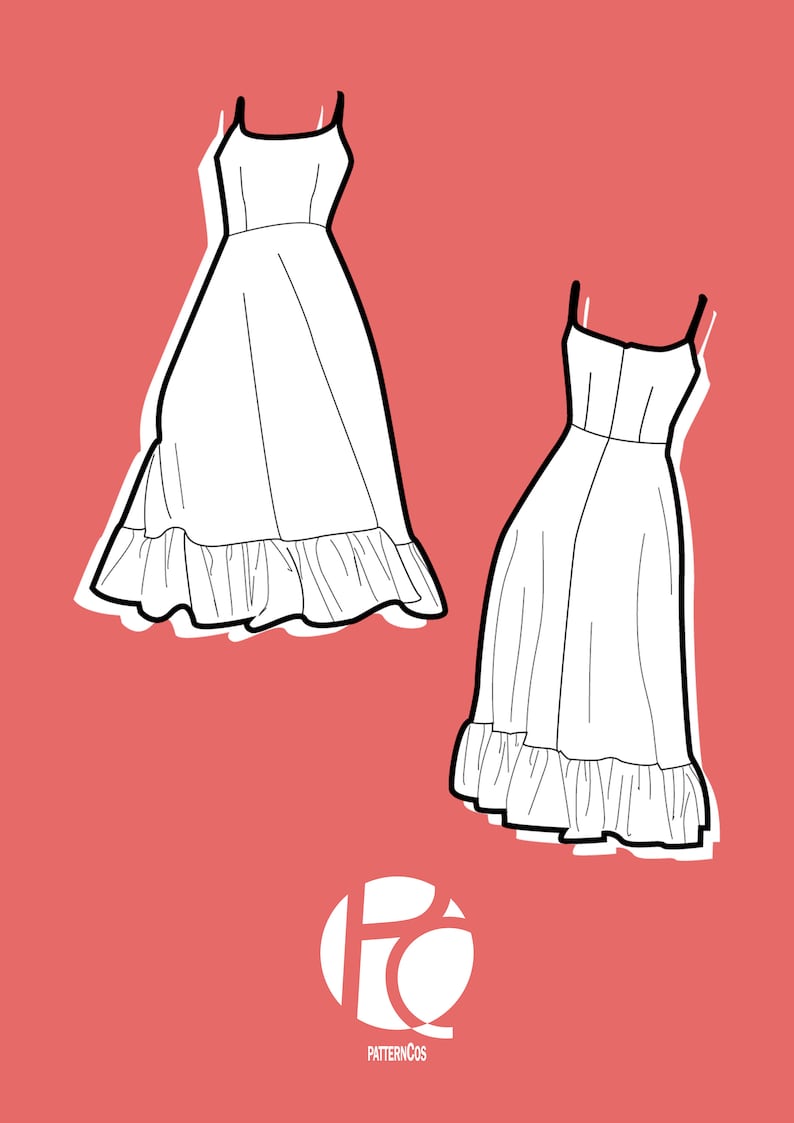 Basic midi dress pattern Circular skirt pattern for women Easy wedding midi dress sewing pattern 9 SIZES PDF Sewing pattern image 3