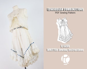 1890s Edwardian Combinations. Victorian Underwear | 8 SIZES | PDF Sewing pattern