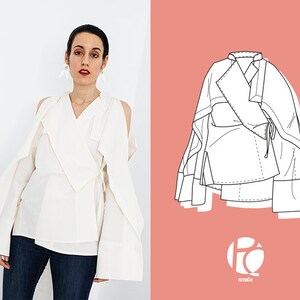 Monica Japanese Kimono Blouse 6 SIZES PDF Sewing pattern | Etsy