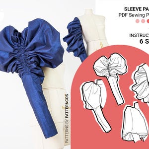 XL Balloon sleeve sewing pattern | Lamb sleeve pattern | Leg of mutton party puffed sleeves | 6 SIZES | PDF Sewing pattern