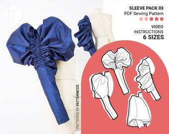 XL Schnittmuster Ballonärmel | Lamm Ärmelmuster | Lammkeule Party Puffärmel | 6 GRÖßEN | PDF Schnittmuster