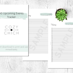 A5 Upcoming Events | Monthly Calendar | Instant Download | Scheduling Insert | Planner Inserts | Monthly Planner | Daily Planner | Weekly