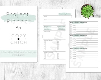 A5 Project Planner | Instant Download | Project Planner | Productivity Inserts | Happy Planner | Disc Planner | Project Inserts |