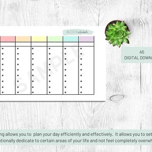 A5 Block Schedule | Instant Download | Planner Inserts | Block ...