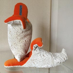 Babouche Velvet Slippers Orange Off white image 1