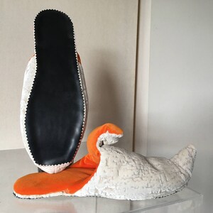 Babouche Velvet Slippers Orange Off white image 2