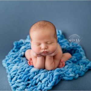 French Blue Thin and thick blanket Blue blanket Bump blanket Newborn Photography Prop Blue layering blanket prop basket stuffer Preorder