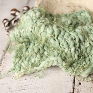 Sage CURLY Thin and thick blanket Green mini blanket Bump blanket Newborn Photography Prop Green layering blanket photo prop basket stuf