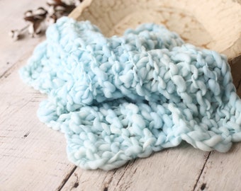 Ice Blue Popcorn Thin and thick blanket/light blue blanket/bump blanket/Newborn Photography Props/blue layering blanket/photo prop/preorder