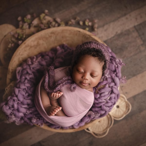 Plum CURLY Thin and thick blanket plum mini blanket Bump blanket Newborn Photography Prop purple layering blanket photo prop basket stuffer