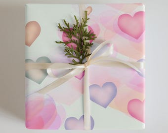 Water Color Hearts Wrapping paper sheets