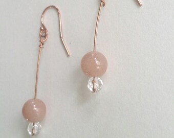 Orange moostone and Rose Gold Earrings
