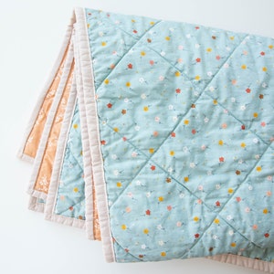 Calico Blooms Wholecloth Quilt - Baby Quilt - Modern Wholecloth Baby Girl Quilt