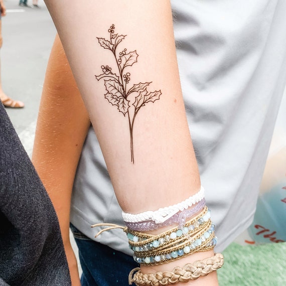 Illustrated December Birth Month Flower Temporary Tattoo / - Etsy Illustrated December Birth Month Flower Temporary Tattoo / - Etsy