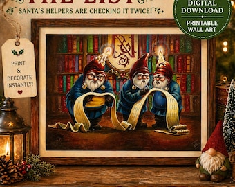The List – Christmas Gnome Art Print | Santa’s Workshop Illustration