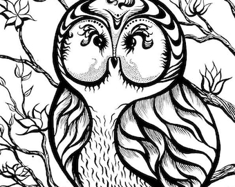 Innocence Owl Adult Colouring Printable Download