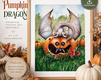 Pumpkin Dragon – Whimsical Fantasy Art Printable