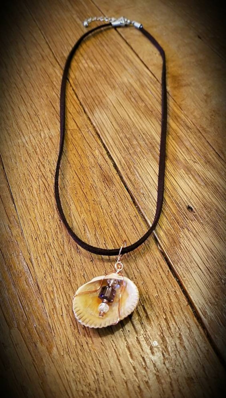 Beaded Wire Wrapped Seashell Necklace