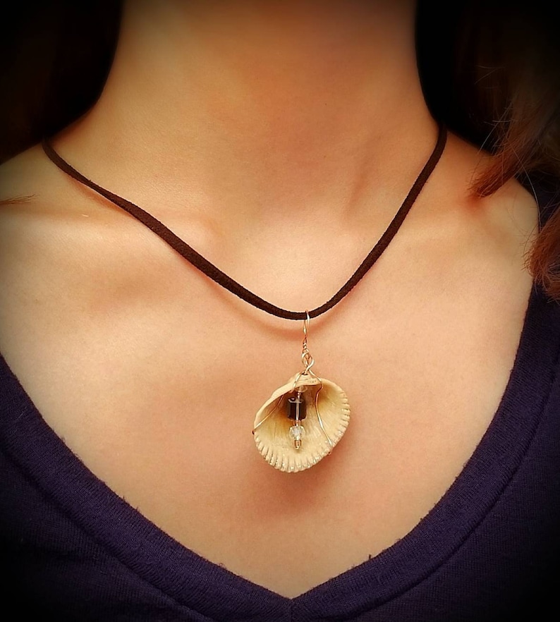 Beaded Wire Wrapped Seashell Necklace
