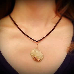 Wire Wrapped, Beaded, Seashell Necklace
