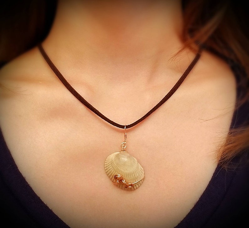 Beaded Wire Wrapped Seashell Necklace