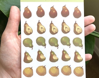 Bouquet de poires - Adorables autocollants décoratifs pour agenda - Feuille d'autocollants fruités