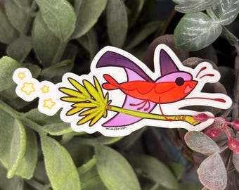 Sticker vinyle sorcière crevettes cerises - Sticker aquarium mignon Neocaridina Davidi