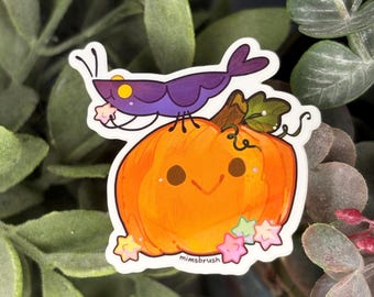 Sticker en vinyle noir crevette tigrée citrouille - Sticker mignon bonbon d'Halloween Neocaridina Davidi