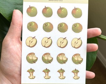 Bouquet de pommes - Adorables autocollants décoratifs pour agenda - Feuille d'autocollants fruités