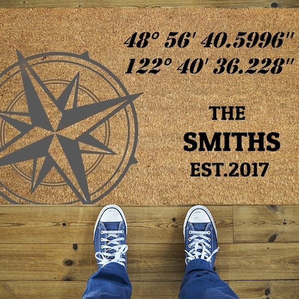 Longitude Latitude Doormats Etsy