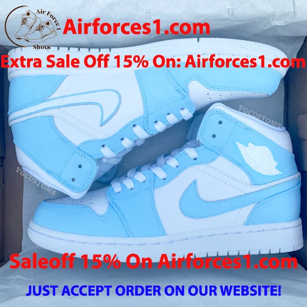 Sky Blue Air Jor-dan 1 Custom,hand painted shoes,customized shoes,personalized shoes