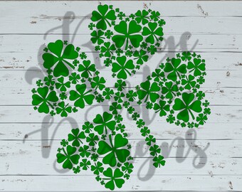 St. Patricks Day Kleeblatt aus Kleeblätter SVG-PNG-JPEG-Datei für Silhouette