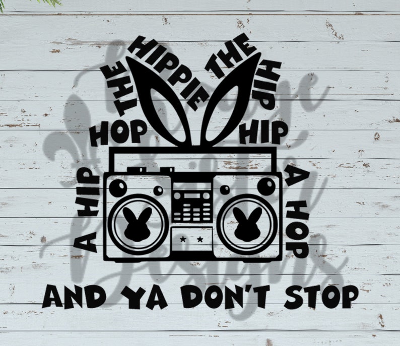 Download Hip Hop Rapper's Delight Boom Box Easter Bunny SVG PNG | Etsy