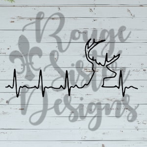 Deer Hunter&#39;s Heartbeat - Deer Pulse SVG PNG JPEG Digital Files for Silhouette