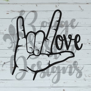 ASL Love Sign Language SVG/PNG/Jpeg Design for Silhouette