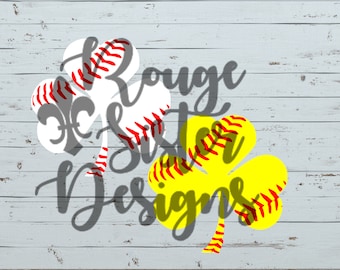 Baseball Shamrock- Softball - Shamrock - Clover - St. Patrick's Day SVG PNG JPEG Files for Silhouette