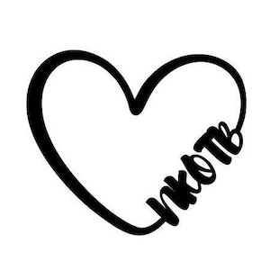May include: Black and white illustration of a heart with the word "inked" written inside.