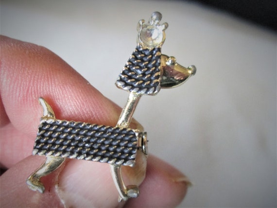 Poodle Pin Silver Color 1950s Metal Jewelry