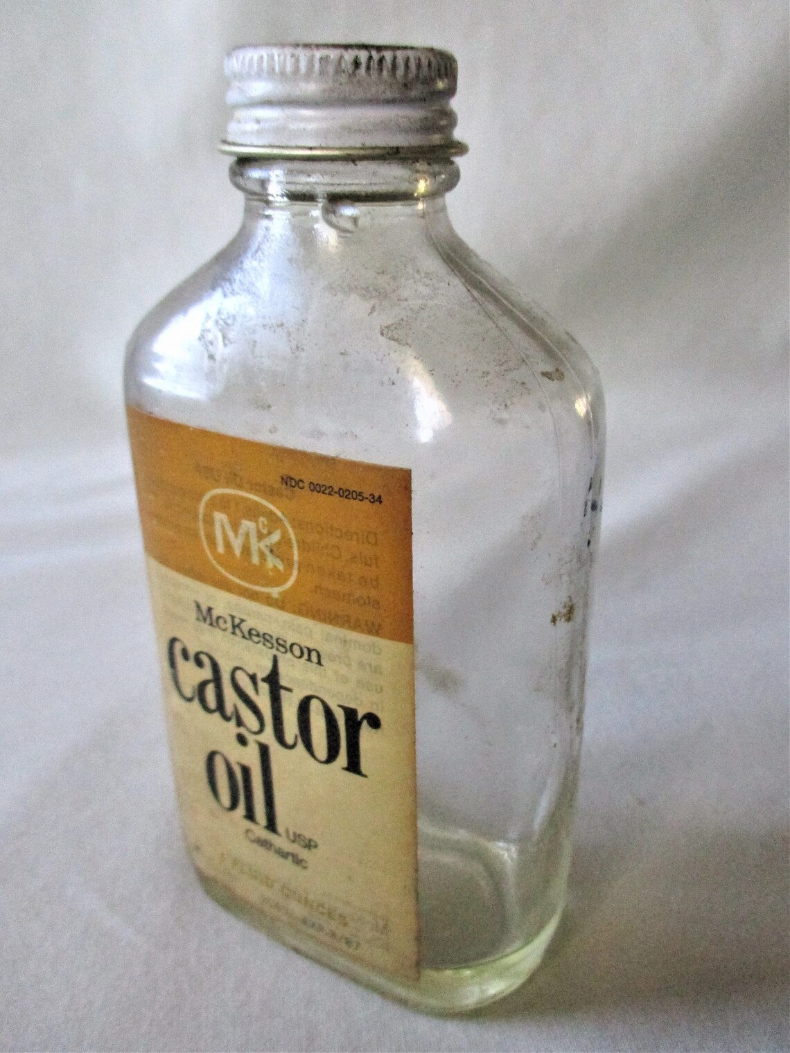 Vintage Caster Oil Bottle with Paper Label 1980s Empty Etsy