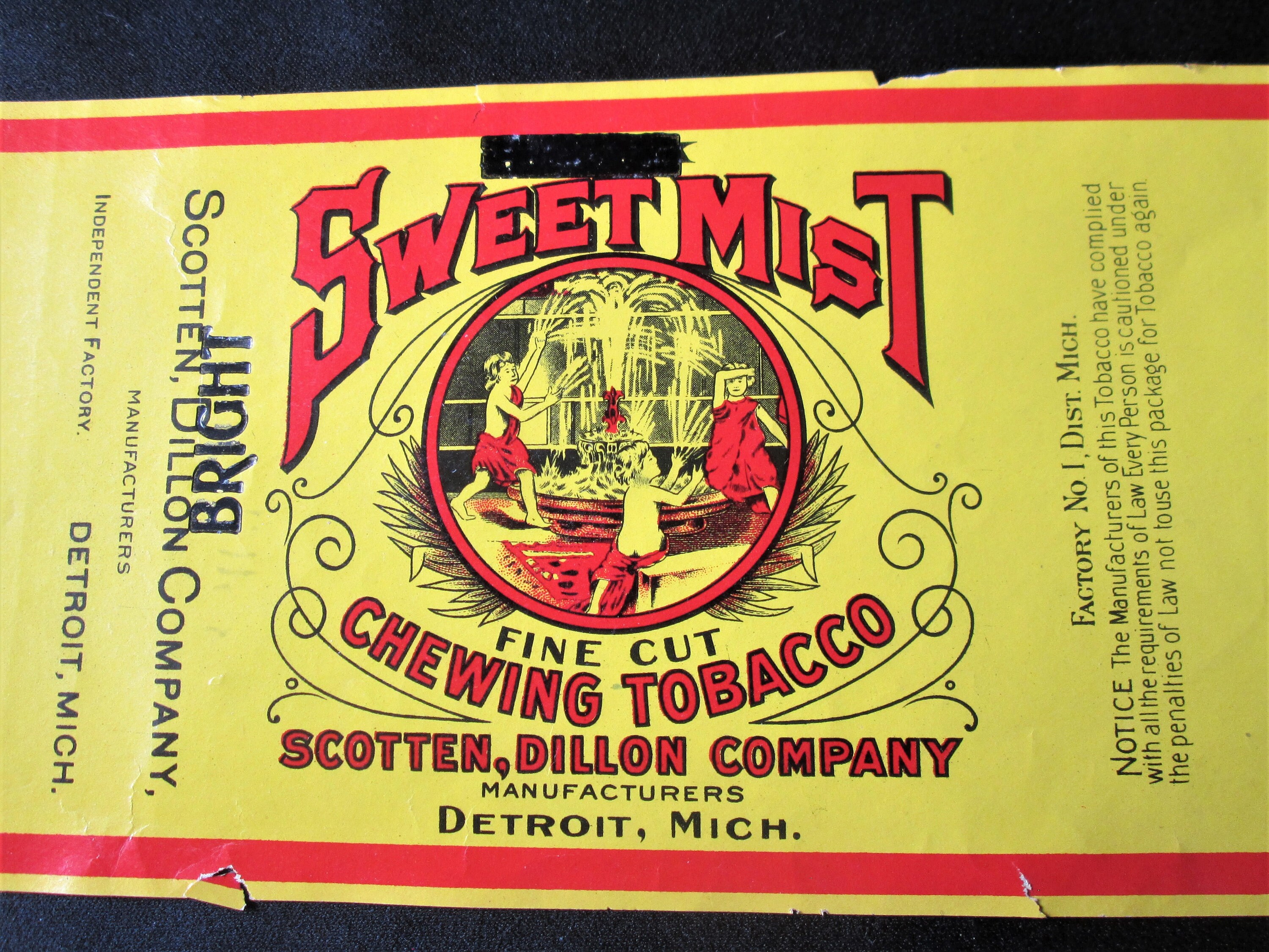 Chewing Tobacco Label 1930s Sweet Mist Dark Fine Cut Scotten Etsy