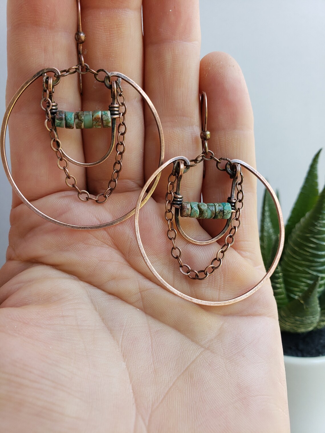 Türkis rustikale Reifen große Kupfer Reifen Südwesten Boho | Etsy